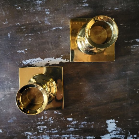 Pair of Partylite Copley Candle Holders, Small Brass Candle Holders Pedestal Bas - Picture 5 of 6